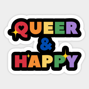 Queer & Happy LGBTQ Tee - Vibrant Statement Shirt for Everyday Pride, Ideal Gift for LGBTQ Friends and Allies Sticker